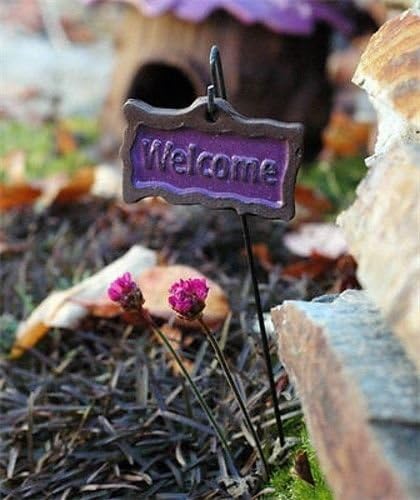 Miniature Dollhouse FAIRY GARDEN / Sign - Welcome