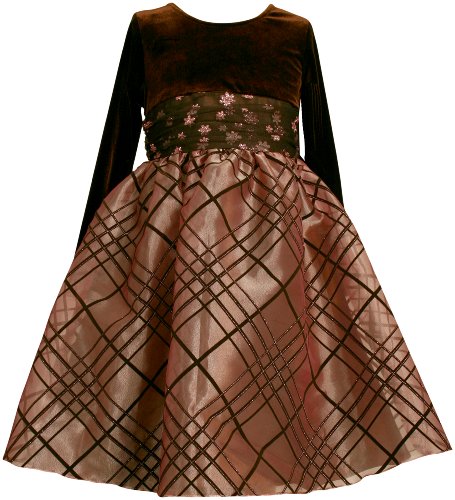 Bonnie Jean Girls 2-6x Long Sleeve Stretch Velvet To Novelty Organza Skirt