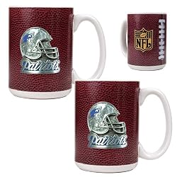 New England Patriots 2pc 15oz Gameball Ceramic Mug Set - Helmet logo NFL Football