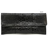 Black Carlos Style Python Faux Leather Clutch Bag Handbag Purse