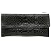 Black Carlos Style Python Faux Leather Clutch Bag Handbag Purse