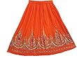 Mogulinterior Skirt Bohemian Allover Beaded Lehenga Print Dcrapechic Skirt- Orange