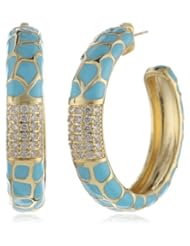CZ by Kenneth Jay Lane "Trend Collection" 3 cttw Enamel Hoop Earrings