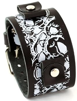 Nemesis #MS-K Wide Black Leather Cuff Tattoo Imprinted Band