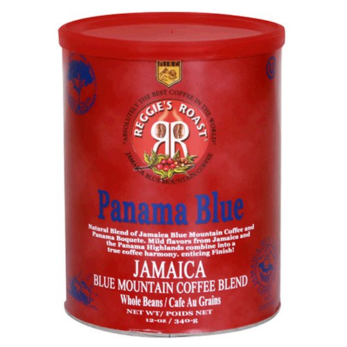 Reggies Roast Jamaica Blue Mountain Panama Blue Whole Bean Coffee, 12-Ounce Cans (Pack of 2)