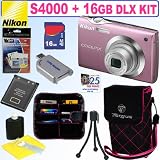 cheap Nikon Coolpix S4000 12 MP Digital Camera (Pink) + 16GB Deluxe Accessory Kit
