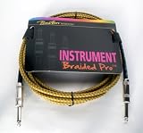 Pro Guitar Lead 10' (3m) Yellow Braided Noiseless - 1/4 (6.35mm) Straight Jack to Straight Jack