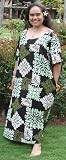 Plus Size Round Neck Long Dress - Heritage Hawaiian IV Hawaiian Aloha Caftan/Kaftan Style Evening Dress