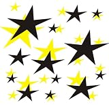 set of 202 Yellow and Black stars Vinyl wall lettering stickers quotes and sayings home art decor kit peel stick mural graphic appliques decal