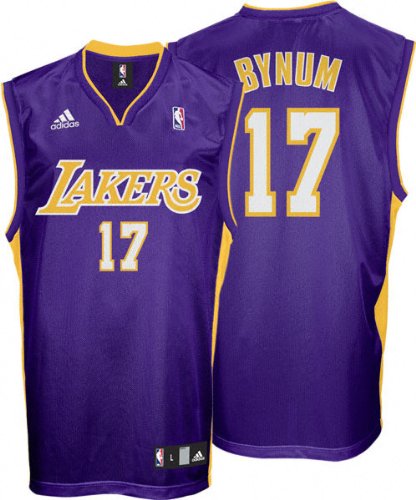 Adidas Los Angeles Lakers Andrew Bynum Replica Road Jersey Large