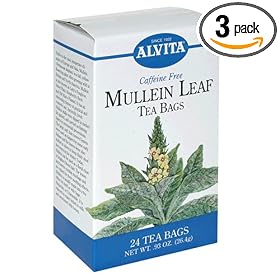 Alvita Tea Bags, Mullein Leaf, Caffeine Free, 24 tea bags [0.93 oz (26.4 g)] (Pack of 3)