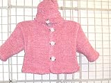 Ck82, Knitted on Hand Knitting Machine Raspberry Chenille Hand Crocheted Finish Girls Cardigan, Hat Set Trimmed with Carnations