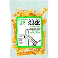 Fi-Shock SC-25 Yellow Snap-on 5-Inch Reversed Extender T-Post Insulators, 25-Per Bag