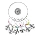 Wine Charms ~ Fleur De Lis Wine Glass Charms Set of 6 ( with Pink, Green, Blue, Pink, Red, Yellow Beads)