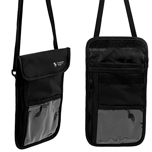 北欧スウェーデン発「The Friendly Swede」ネックポーチ ホルダー スタッシュ ナイロン製 パスポート クレジットカード RFID遮断ケース付き 旅行 防犯 安全 セキュリティ (ブラック)