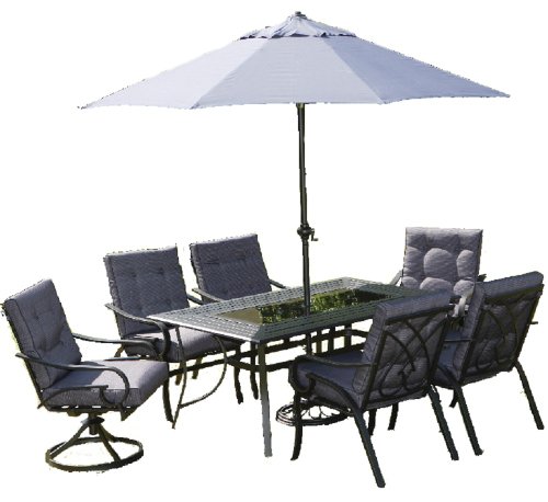 Li-Lo Hartford Dining Suite (9 Piece Garden Furniture Set - 6 Chairs, Table, Parasol) top Garden Furniture product Li-Lo Hartford Dining Suite (9 Piece Garden Furniture Set - 6 Chairs, Table, Parasol) picture
