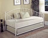 39'' / Twin Size White Metal Roll Out Trundle Bed for Day Beds