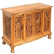 Handmade Asian Furniture - 39" Exotic Peacocks Storage Cabinet / Sideboard Buffet - Natural Finish