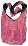 Pink Embroidered Peace and Sunrise Sling Purse Handbag