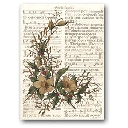 Gregorian Chant with Sepia Holly - 5" x 7" Vellum Overlay Christmas Greeting Card