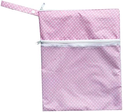 GreatGiving(TM) 2PCS Waterproof Resuable Dual Zips Wet and Dry Bag with Handle for Cloth Diaper Bags for Outdoor Travel (dot)