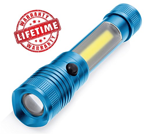 Best LED CREE Flashlight – Super Bright 3-in-1 Work Light Lantern {Holster + Batteries Included!} STRONG MAGNETIC Base I Emergency Red Flashing I Zoomable High Lumen Torch I Top gifts for men + women!