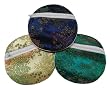 Round chinese embroidered brocade fabric zippered pouch - set of 3 assorted colors, large