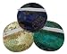 Round chinese embroidered brocade fabric zippered pouch - set of 3 assorted colors, large
