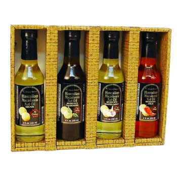 All Natural Macadamia Cooking and Salad Oil Assorted Gift Set - 4, Full 8 Oz Bottles by Sweet Meles