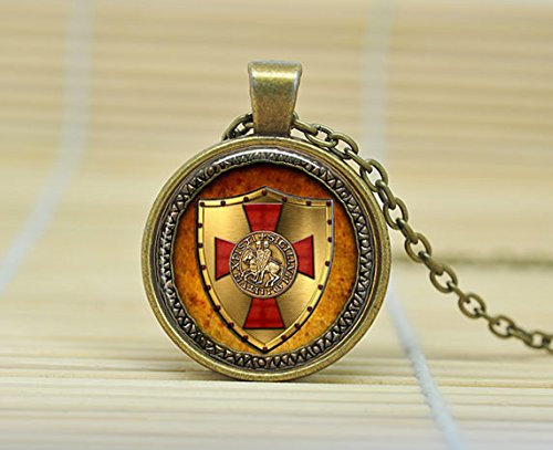 SunShine Day The Knights Templar Pendant Necklace Glass Cabochon Necklace A3931