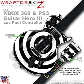 Bullseye Black and White WraptorSkinz Skin fits XBOX 360 & PS3 Guitar Hero III Les Paul Controller (GUITAR NOT INCLUDED)