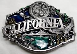 California State 3-D Enamel Pewter Belt Buckle