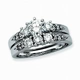 14K White Gold 1 ct. Diamond Engagement Set