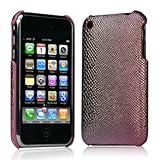 iPhone 3G 3GSケース　プラスティク　ハードジャケット　蛇紋様　薄紫　液晶保護フィルム付　送料無料