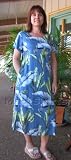 Tie Back Tea Length Dress - Women's Banana Leaf Adjustable Drawstring Back Tie Hawaiian Aloha Evening Pullover Dress - Regular Size