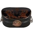 Handmade Black Leather Shuang Xi Dragon & Phoenix Design 11" Storage/Gift Box