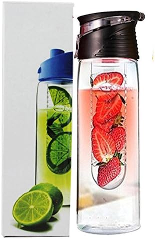 Fruit Infused Water Bottle - 27oz, with Easy Carry Handle -Black-