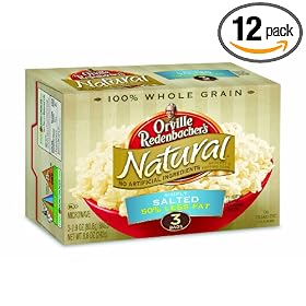 Orville Redenbacher's Gourmet Microwavable Popcorn, Natural Simply Salted 50% Less Fat, 3-Count Boxes 8.55 Oz (Pack of 12)