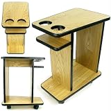 Accessories Oak Poker Drink Food Cart With Cup Holders On Wheels.