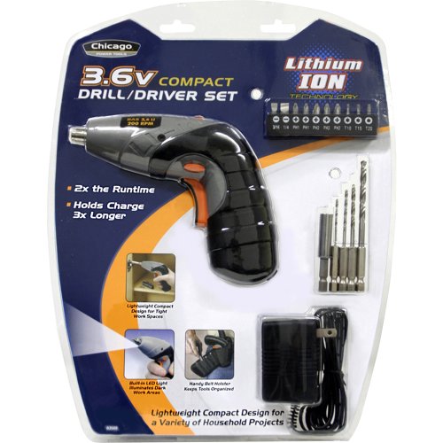 Chicago Power Tools 3.6V Li-Ion Drill with Accessories