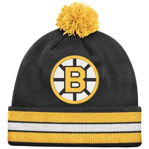 Mitchell & Ness Boston Bruins Black Vintage Jersey Stripe Cuffed Knit Beanie