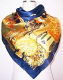 Ancient Oriental Figurings on Blue - Silk Shawl