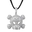Skull Pave Crystal Pendant with Black Suede Rope