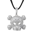 Skull Pave Crystal Pendant with Black Suede Rope