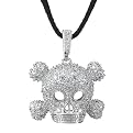 Skull Pave Crystal Pendant with Black Suede Rope