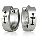 Stainless Steel Cross Huggie Hoop Earrings