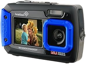 Ivation 20MP Underwater Shockproof Digital Camera & Video Camera w/Dual Full-Color LCD Displays - Fully Waterproof & Submersible Up to 10 Feet (Blue)
