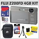 Fuji Finepix Z200FD 10MP Digital Camera Silver and 4GB Accessory Outfit