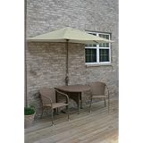 TERRACE MATES 36 ADENA All Weather Wicker in Coffee Color 7.5 Ft. Antique Beige Olefin Set