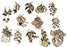 Yantu Wholesale Jewelry Lots 12pairs Mixed Style Gold Plated Stud Hoop Dangle Earrings